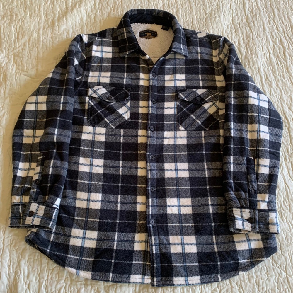 Freedom Foundry XXL Shirt Jacket Black White Plaid Sherpa Lined Fleece Shacket